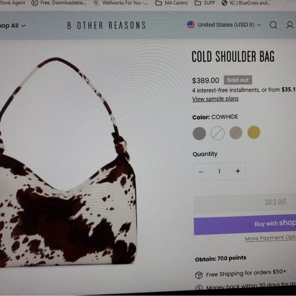 Stylish Cow Print Shoulder Bag - Picture 3 of 5